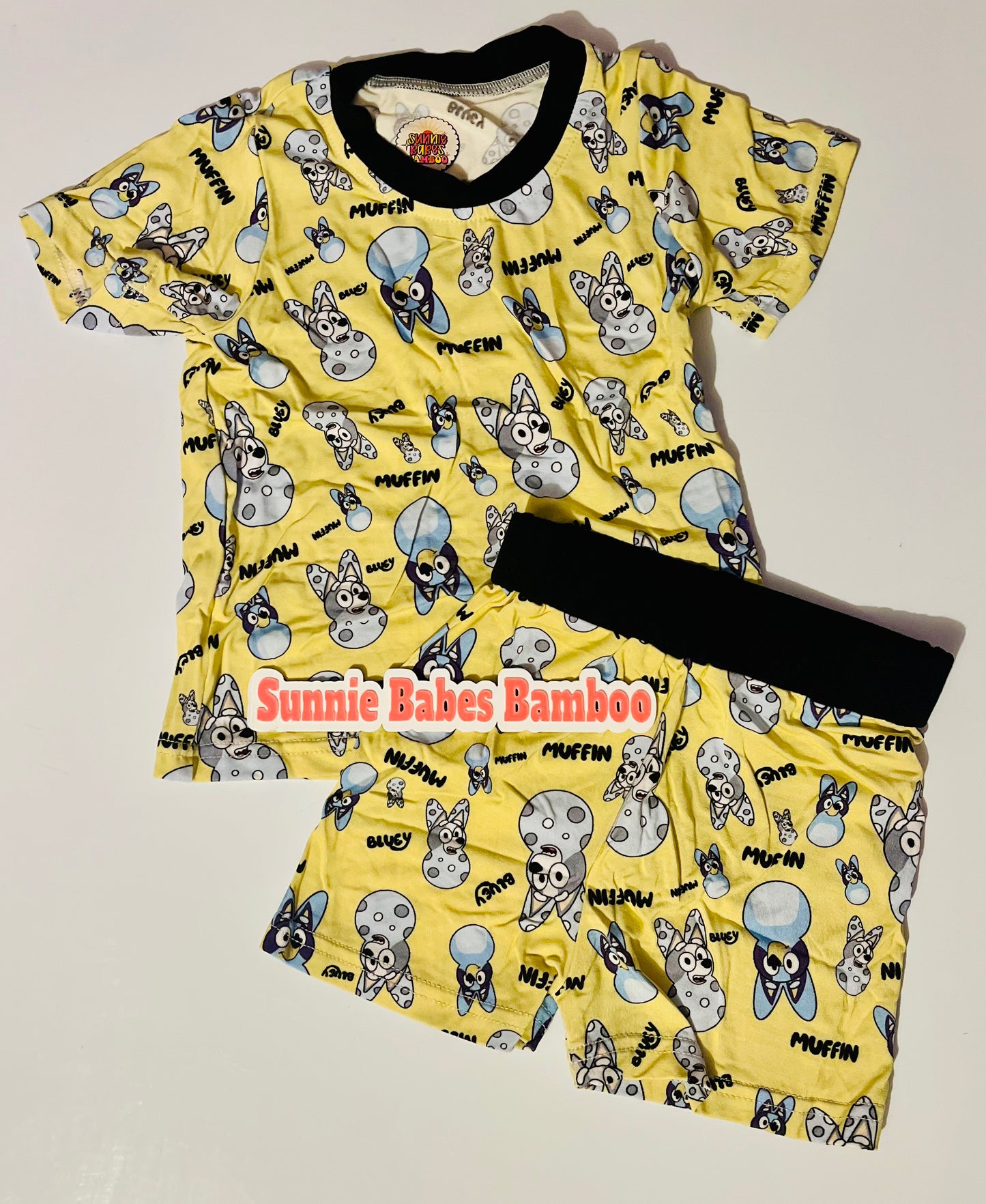 RTS - 6/12m Blue Dog Peep Short Set