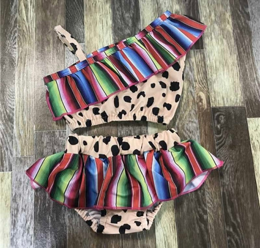 2pc Swimsuit - Striped Animal Print