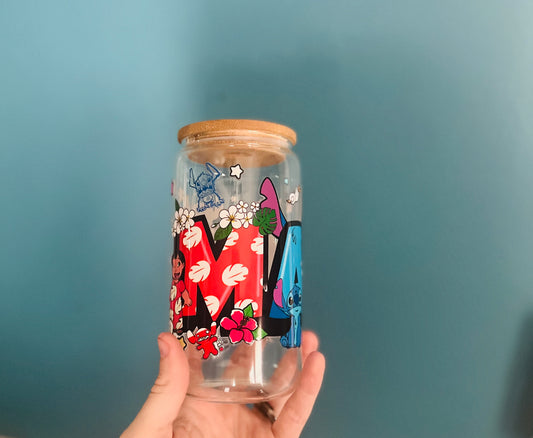 16oz Mama Alien Wrapped Glass Cup